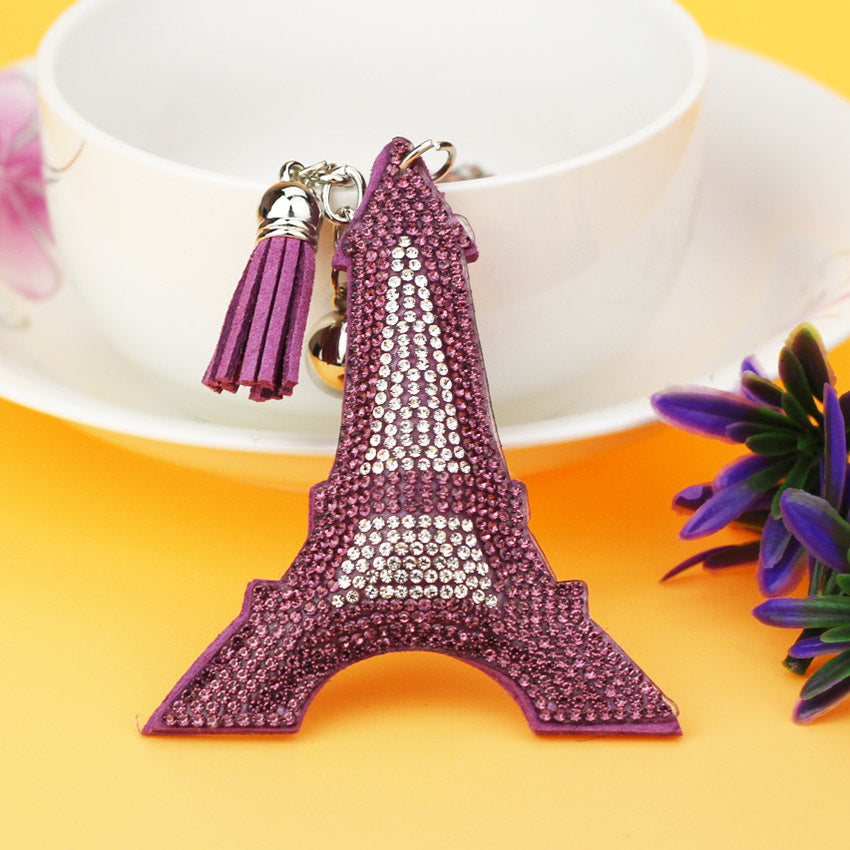 Wholesale Hot Diamond Eiffel Tower Tassel Keychain